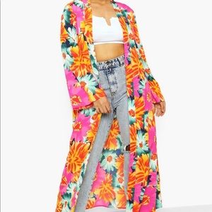 Plus Floral Maxi Kimono